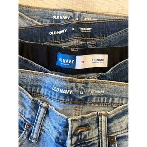 Old Navy Kids Straight Leg Jeans Adjustable Waist Built in Flex Blue Size 12